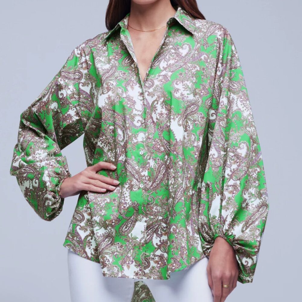 L'Agence Mickey Tunic Paisley Print Long Sleeve Shirt w/ Tags